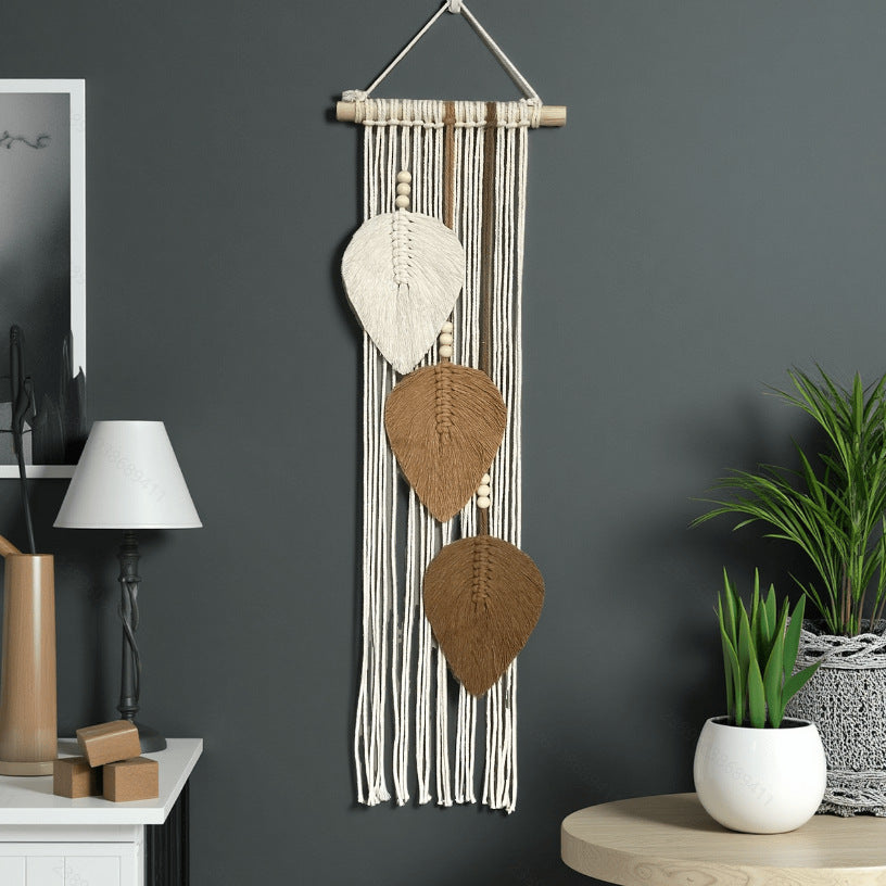 Macrame Leaf Wall Hanging Green Off White | High & Bury