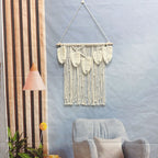 Macrame Leaf Wall Hanging Off White Multicolor | High & Bury