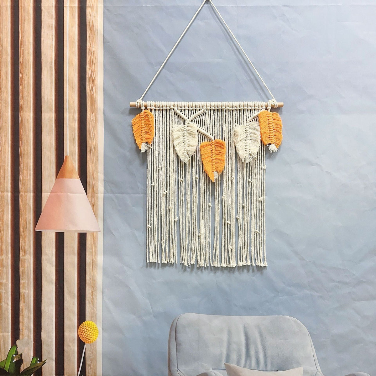 Macrame Leaf Wall Hanging Off White Multicolor | High & Bury
