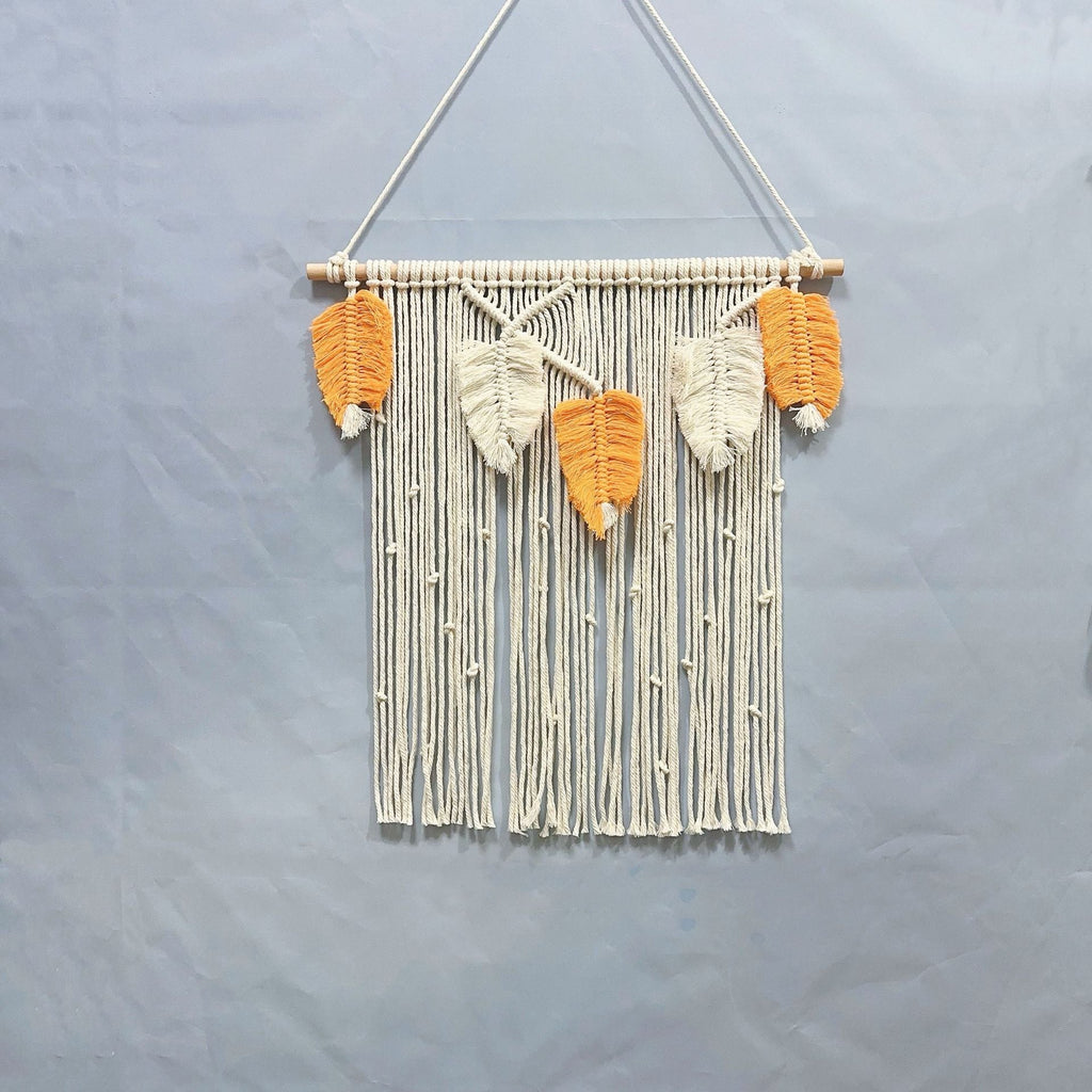 Macrame Leaf Wall Hanging Off White Multicolor | High & Bury