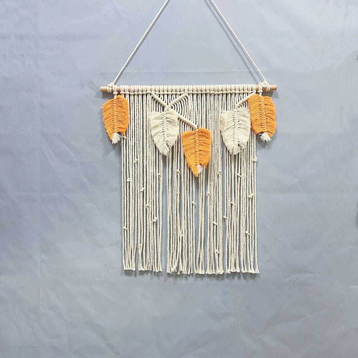 Macrame Leaf Wall Hanging Off White Multicolor | High & Bury