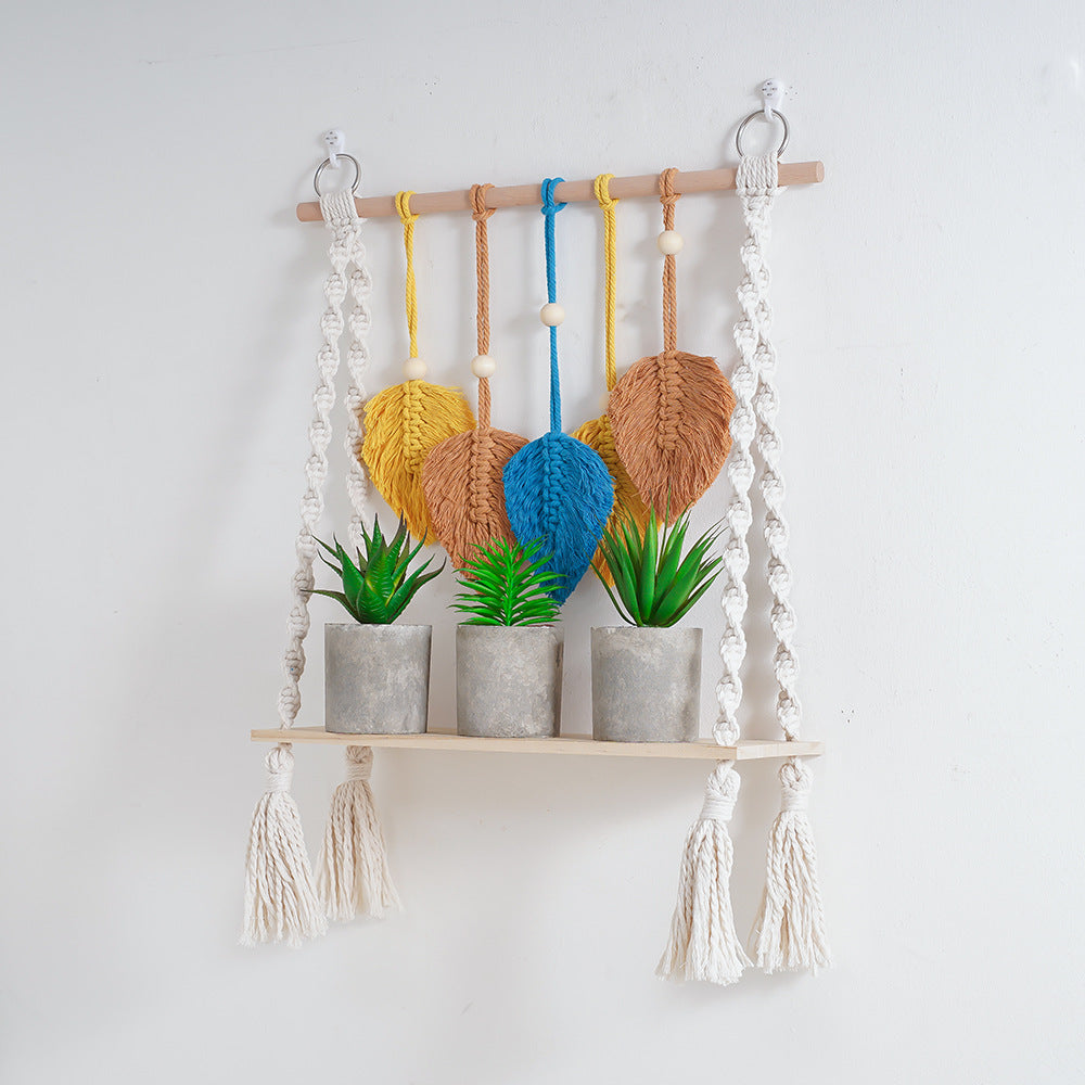 Macrame Leaf Wall Hanging Shelf | High & Bury