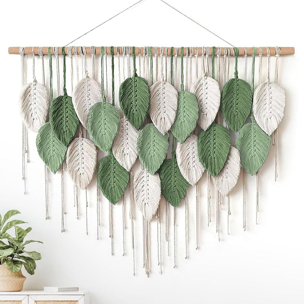 Macrame Leaf Wall Hanging Tapestry | High & Bury
