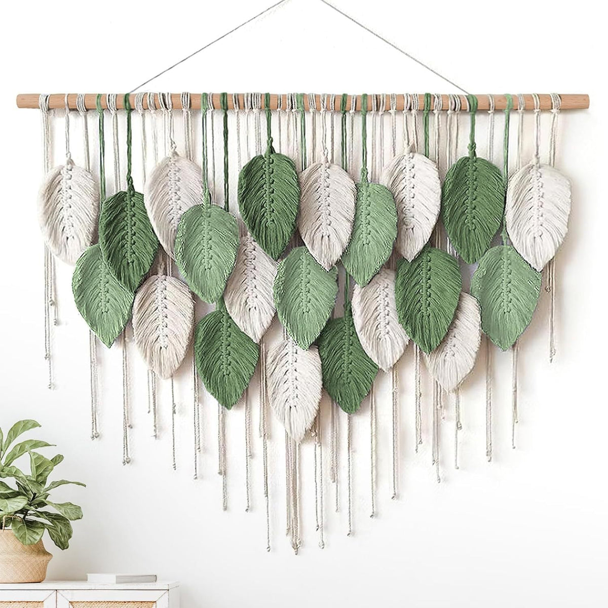 Macrame Leaf Wall Hanging Tapestry | High & Bury
