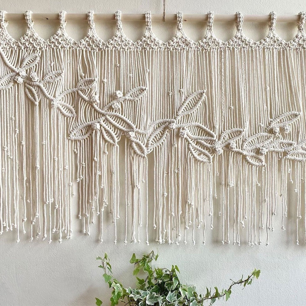 Macrame Leaf Wall Tapestry with Decorative Fringes | High & Bury