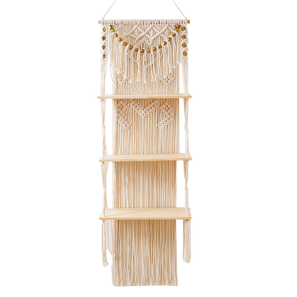 Macrame Multi-Tiered Wall Shelf Organizer | High & Bury