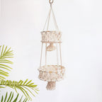 Macrame Plant Hanger Double-Layered Size Beige No Text Provided for Translation | High & Bury