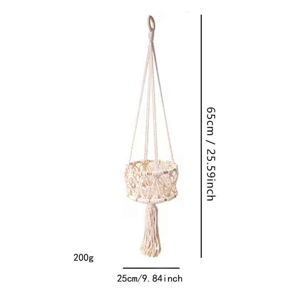 Macrame Plant Hanger Double-Layered Size Beige No Text Provided for Translation | High & Bury