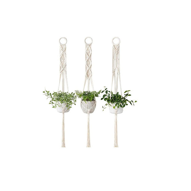 Macrame Plant Hanger Gray Iron Basket Red | High & Bury