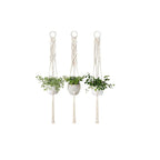 Macrame Plant Hanger Gray Iron Basket Red | High & Bury