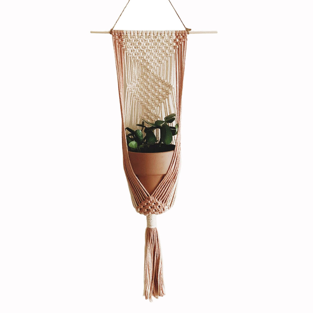 Macrame Plant Hanger Khaki Black | High & Bury