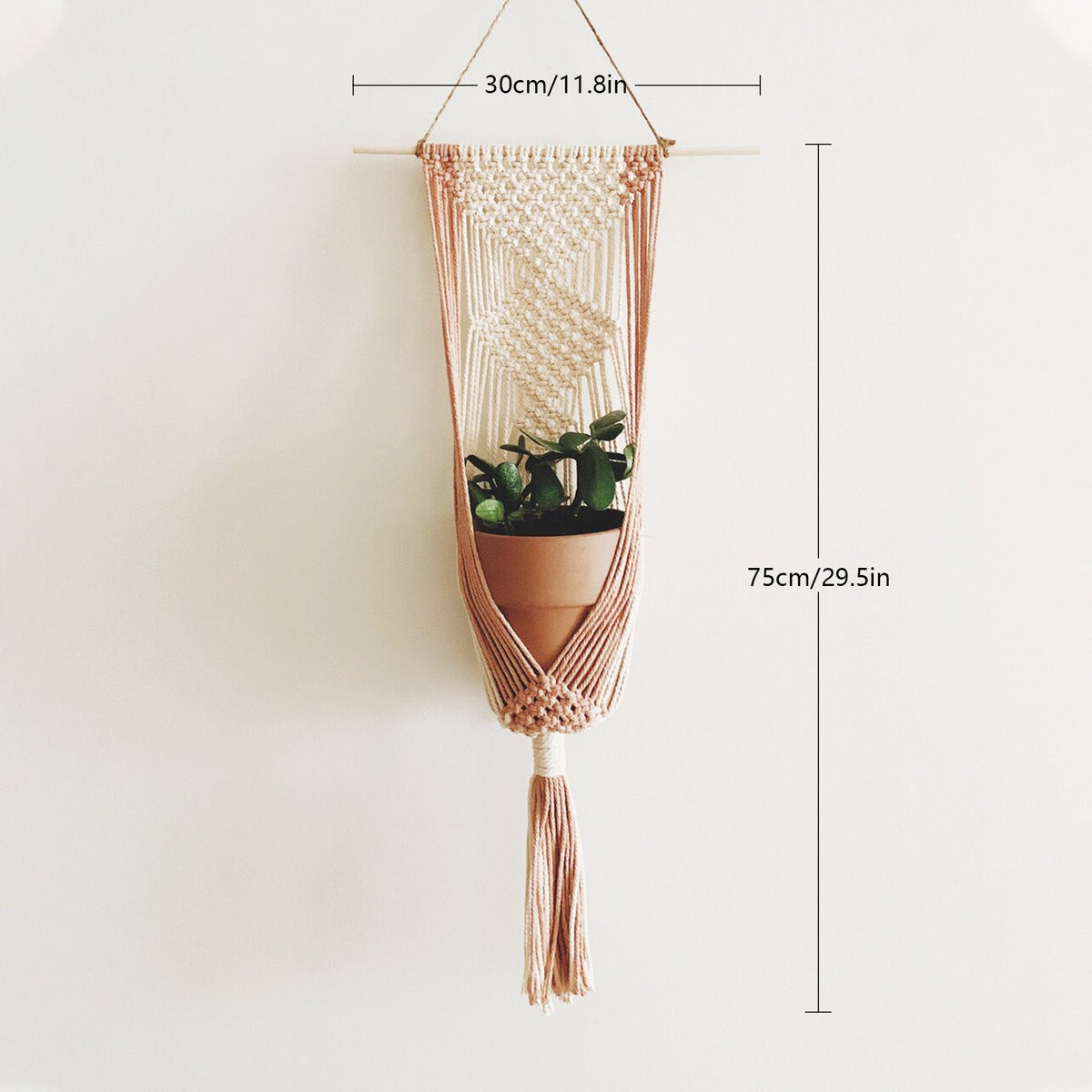 Macrame Plant Hanger Khaki Black | High & Bury