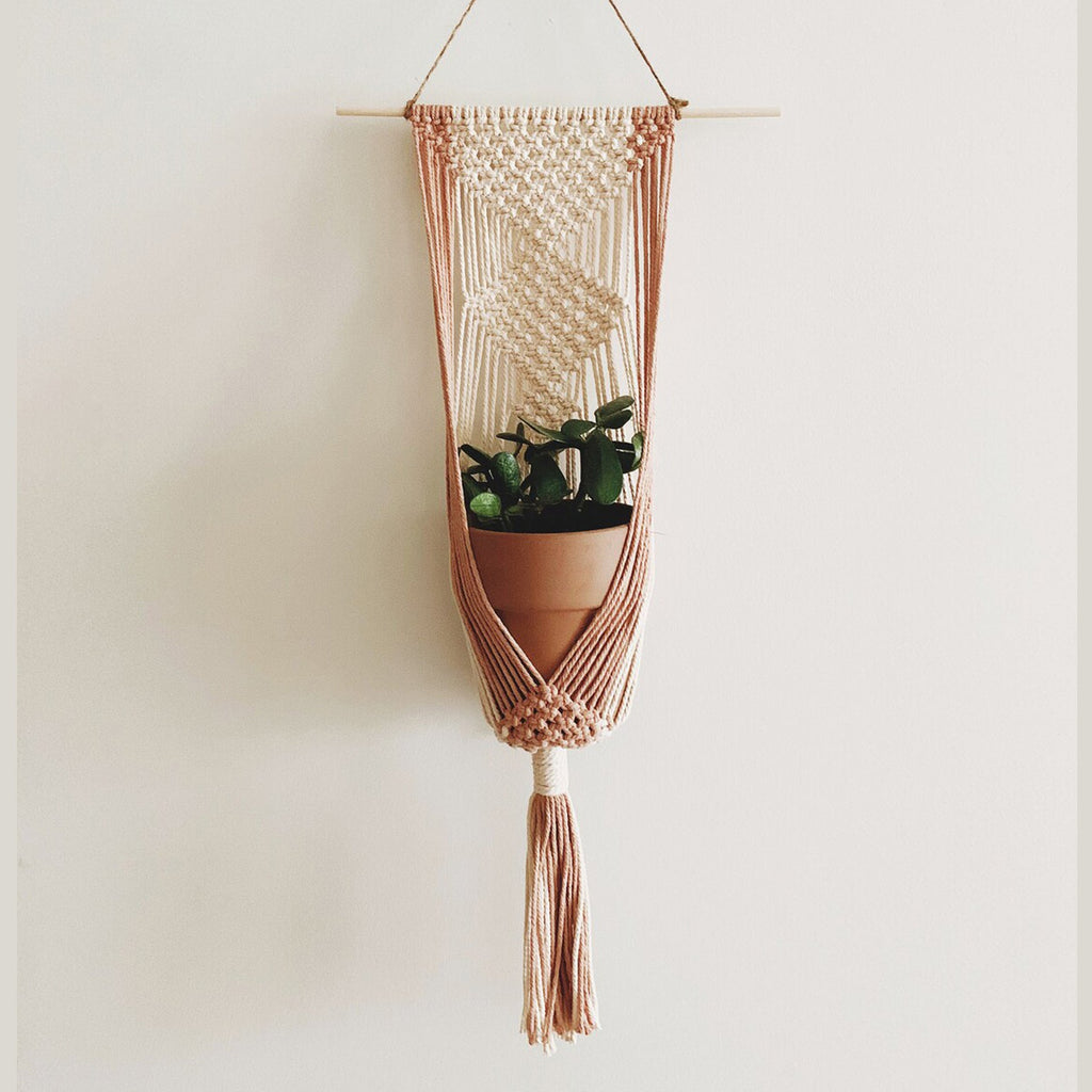 Macrame Plant Hanger Khaki Black | High & Bury