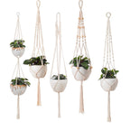 Macrame Plant Hanger Natural Wood Brick Red | High & Bury