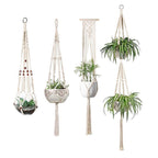 Macrame Plant Hanger Natural Wood Brick Red | High & Bury