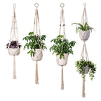 Macrame Plant Hanger Natural Wood Brick Red | High & Bury