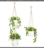 Macrame Plant Hanger Natural Wood Brick Red | High & Bury