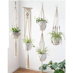 Macrame Plant Hanger Natural Wood Brick Red | High & Bury