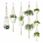 Macrame Plant Hanger Natural Wood Brick Red | High & Bury
