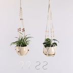 Macrame Plant Hanger Natural Wood Brick Red | High & Bury