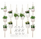 Macrame Plant Hanger Natural Wood Brick Red | High & Bury