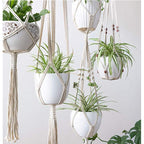 Macrame Plant Hanger Natural Wood Brick Red | High & Bury