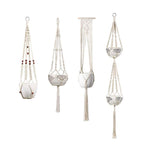 Macrame Plant Hanger Natural Wood Brick Red | High & Bury