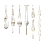 Macrame Plant Hanger Natural Wood Brick Red | High & Bury