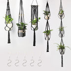 Macrame Plant Hanger Natural Wood Brick Red | High & Bury