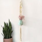 Macrame Plant Hanger with Decorative Tassels Blue | High & Bury