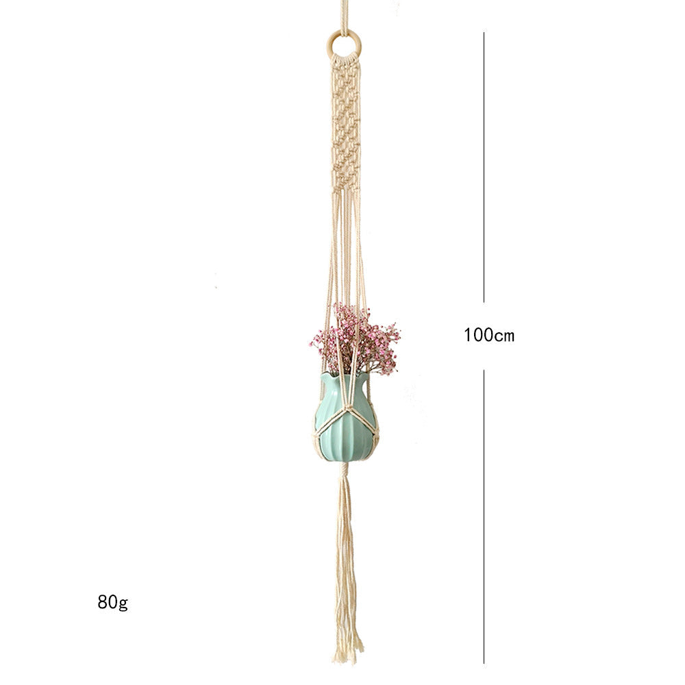 Macrame Plant Hanger with Decorative Tassels Blue | High & Bury