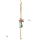 Macrame Plant Hanger with Decorative Tassels Blue | High & Bury
