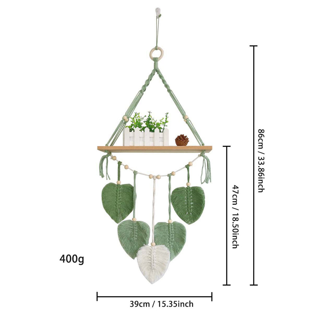 Macrame Plant Shelf with Artistic Leaf Design | High & Bury