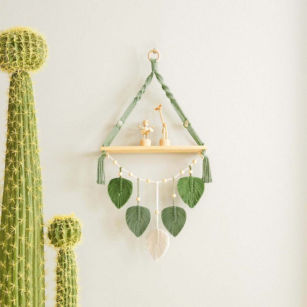 Macrame Plant Shelf with Artistic Leaf Design | High & Bury