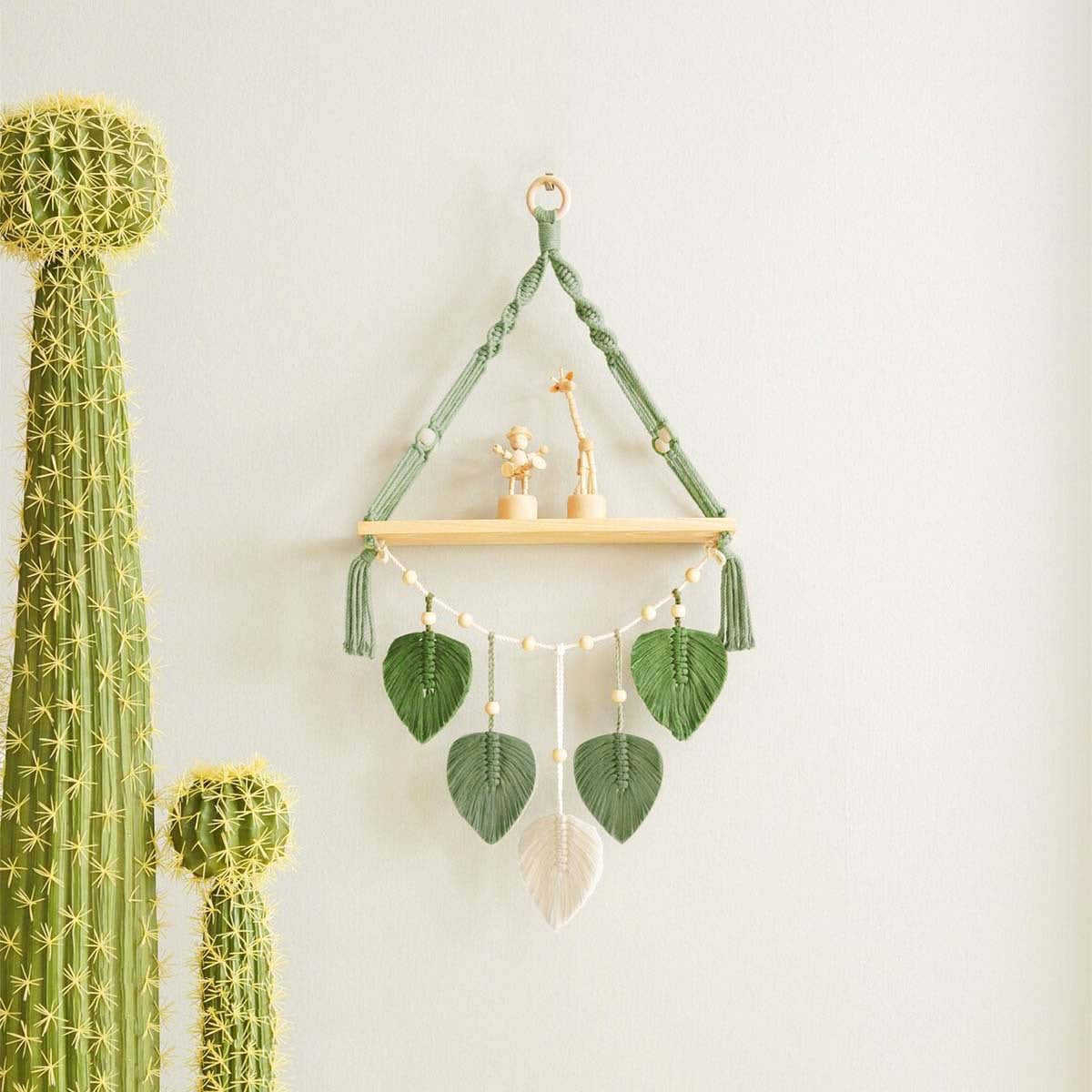 Macrame Plant Shelf with Artistic Leaf Design | High & Bury
