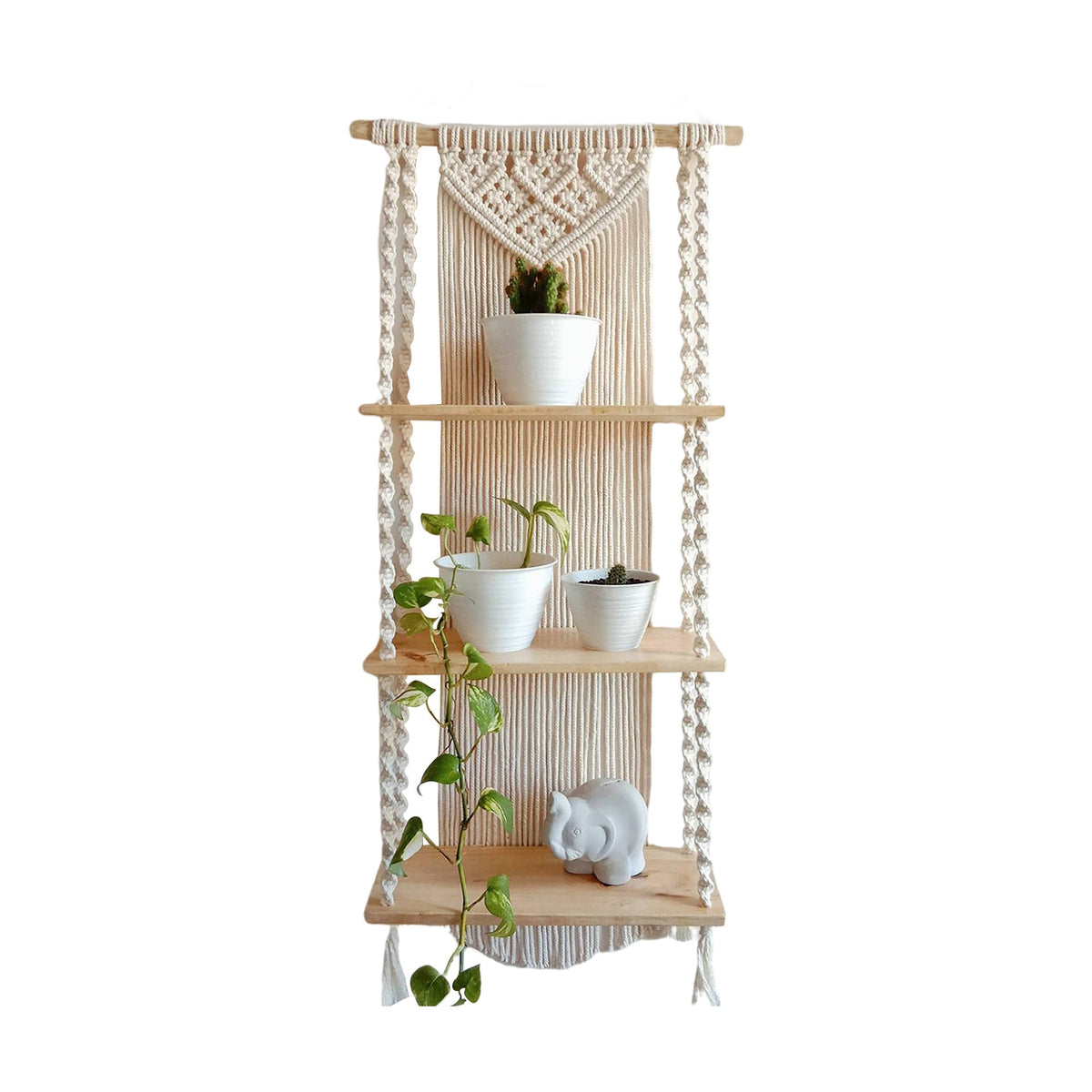 Macrame Plant Shelf with Decorative Hanging Design | High & Bury