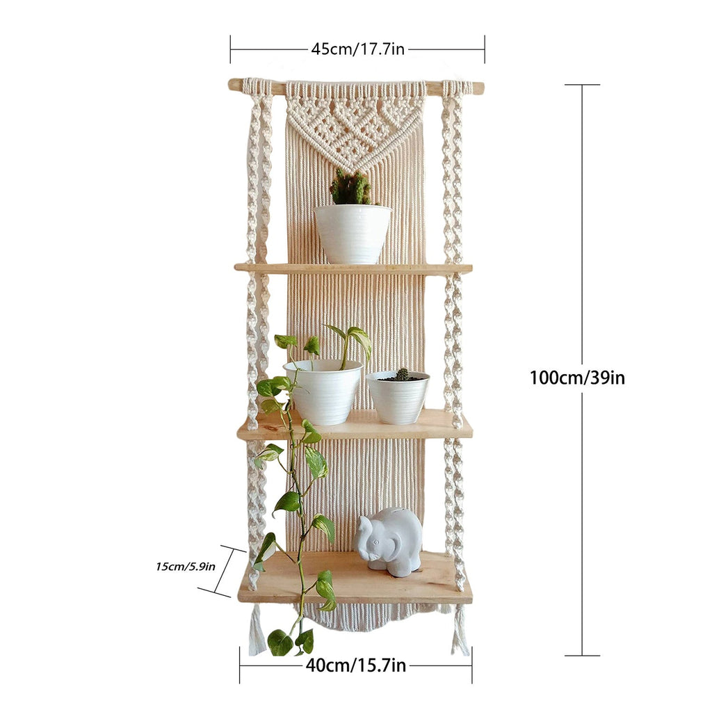 Macrame Plant Shelf with Decorative Hanging Design | High & Bury