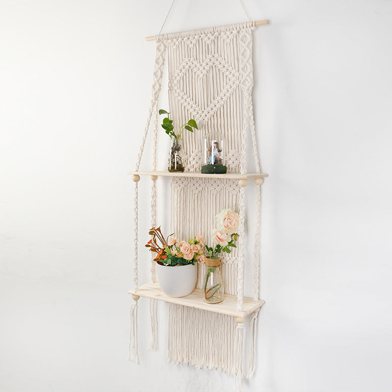 Macrame Shelf Board with Heart Design | High & Bury