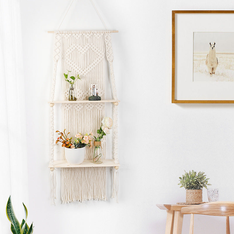 Macrame Shelf Board with Heart Design | High & Bury