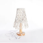 Macrame Table Lamp with Natural Wooden Base | High & Bury