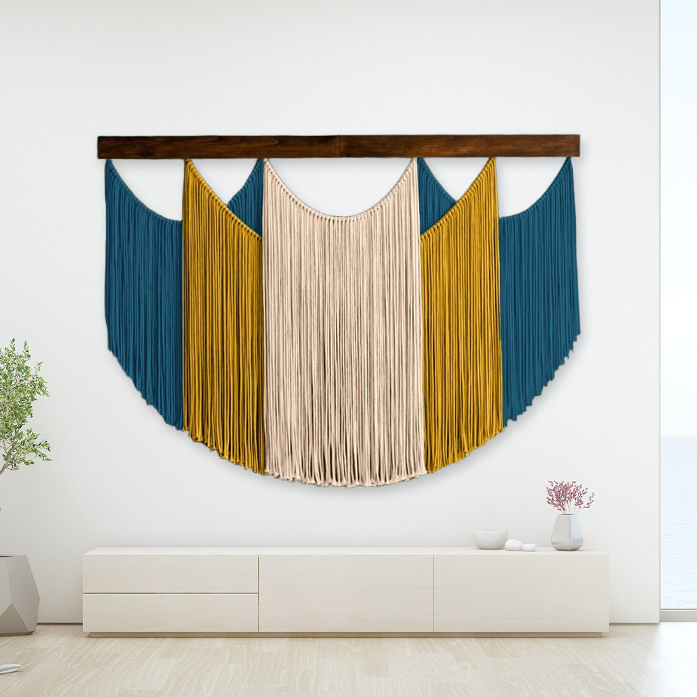 Macrame Wall Art Sky Blue Light Gray | High & Bury