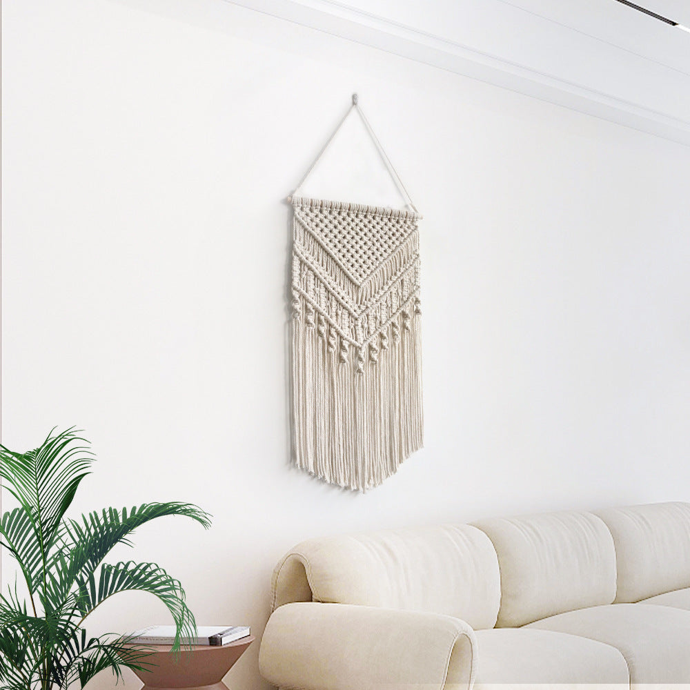 Macrame Wall Art Z040 Size Beige Cinnabar Red | High & Bury