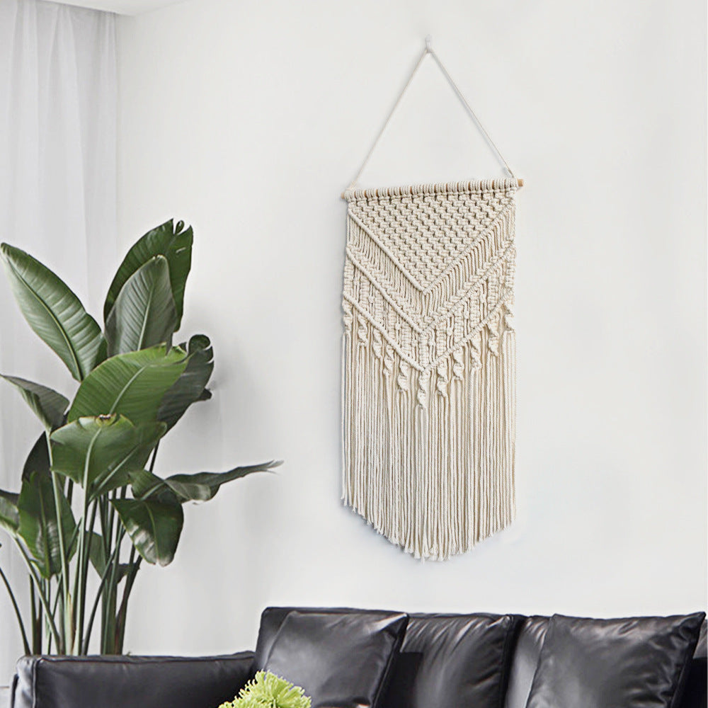 Macrame Wall Art Z040 Size Beige Cinnabar Red | High & Bury