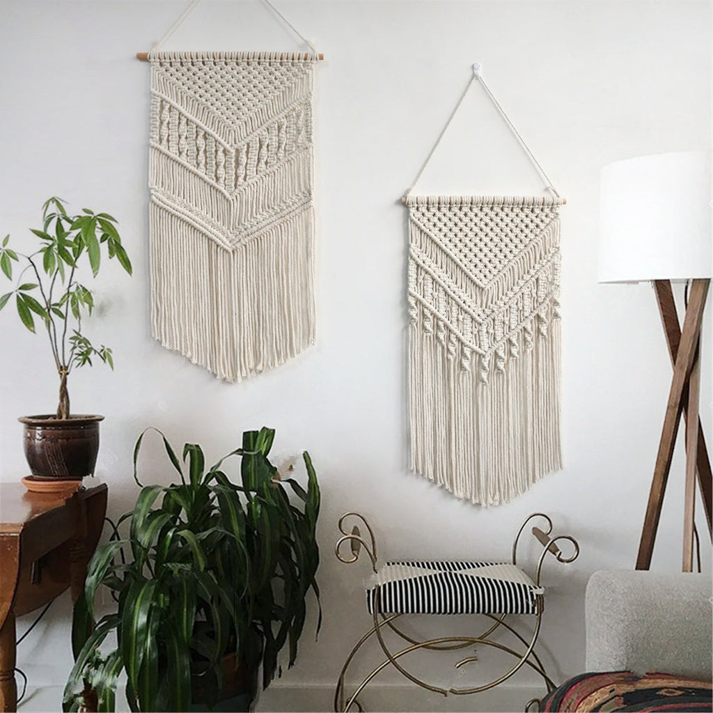 Macrame Wall Art Z040 Size Beige Cinnabar Red | High & Bury