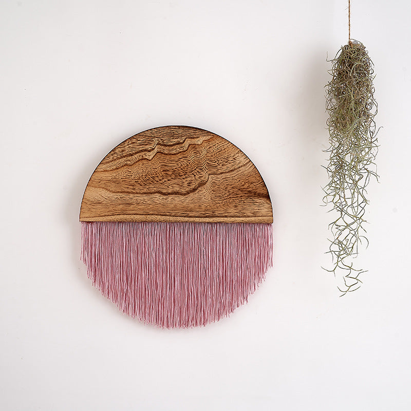 Macrame Wall Decor with Wooden Base | High & Bury