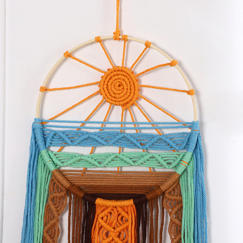 Macrame Wall Hanging Art Sunrise 30 Inch Sun | High & Bury