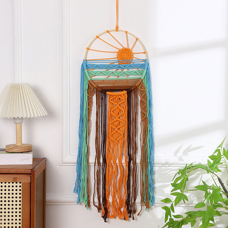 Macrame Wall Hanging Art Sunrise 30 Inch Sun | High & Bury