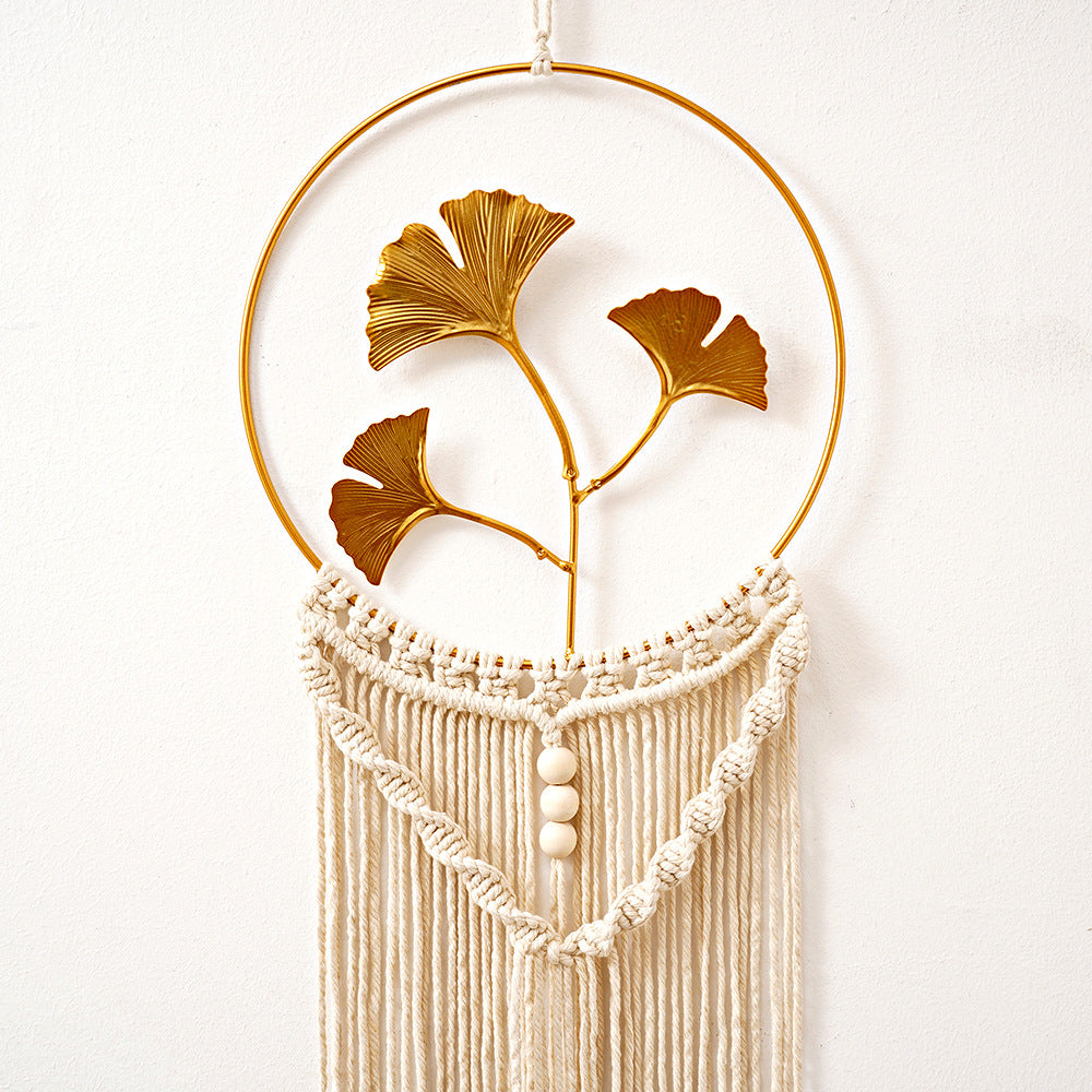 Macrame Wall Hanging Art with Leaf Design | High & Bury