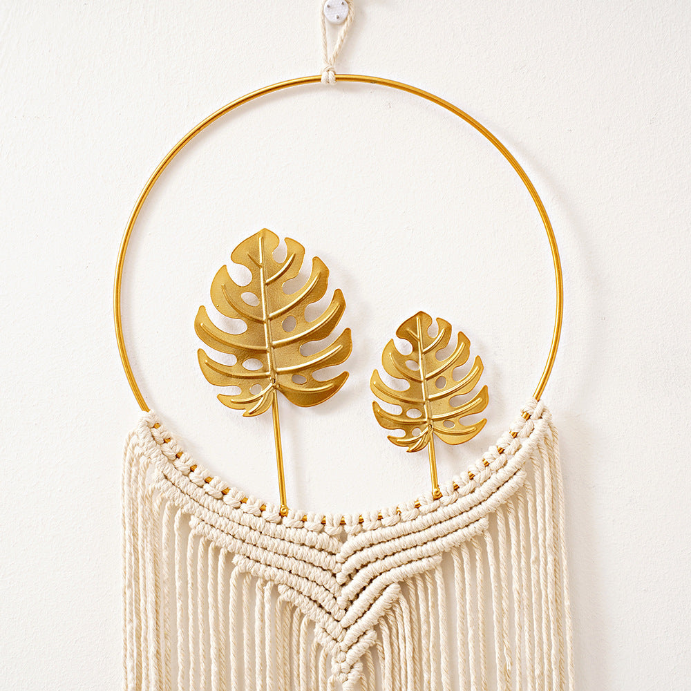 Macrame Wall Hanging Art with Leaf Design | High & Bury