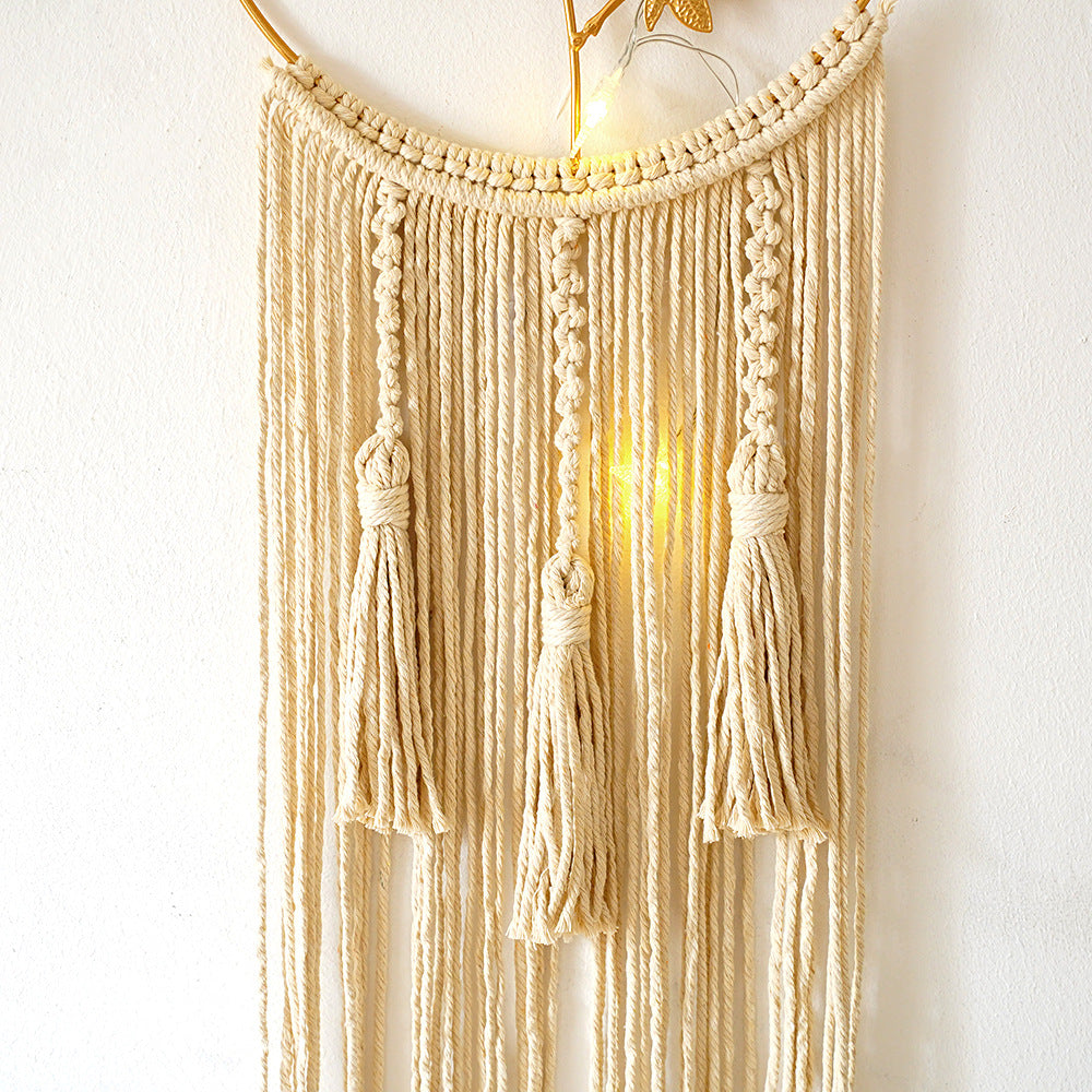 Macrame Wall Hanging Art with Leaf Design | High & Bury